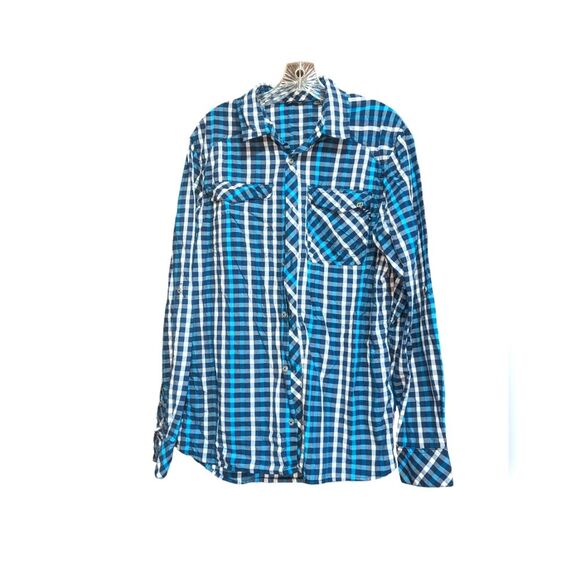 Berghaus Other - 🛍️Blue & White Checkered XL Button Up Long Sleeve Collared Shirt